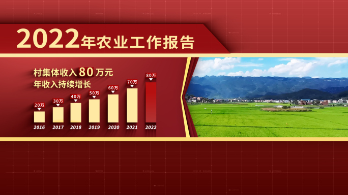 大气红色干净简洁农业数据字幕ae模板包装