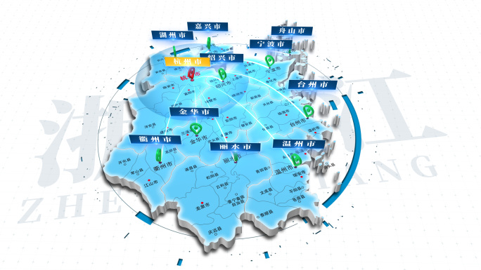 4K浙江地图区位辐射地理位置