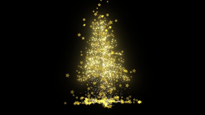 金色粒子圣诞树星星飘落