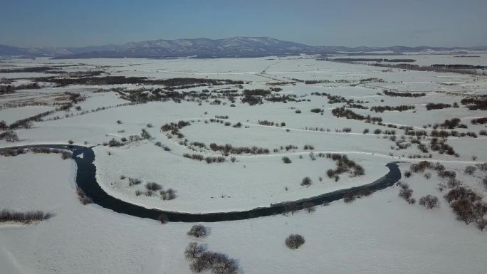 航拍饶河乌苏里江湿地冬韵5