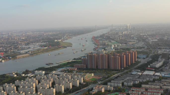 4K原素材-航拍上海徐汇华泾城市全景