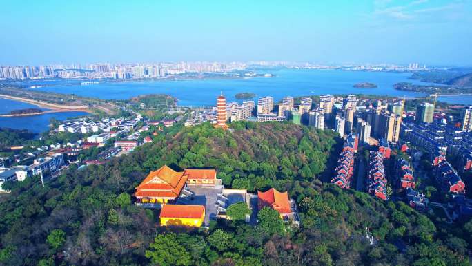 湖南岳阳圣安寺航拍4K