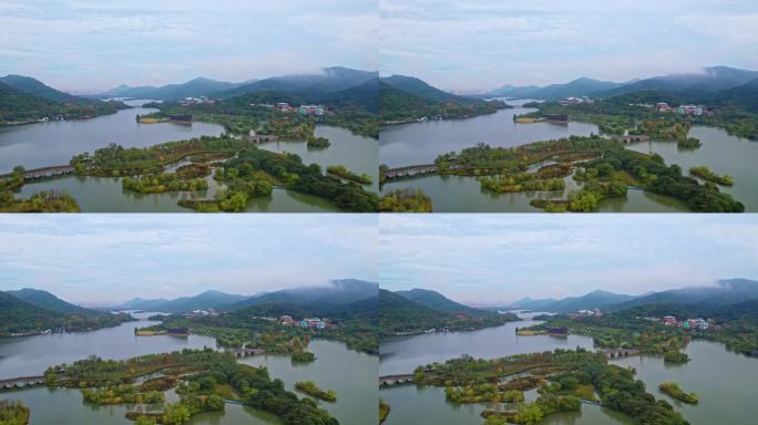航拍杭州湘湖大全景