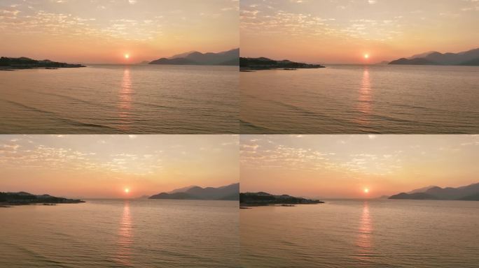 4K正版-航拍海平面日出升起的太阳03