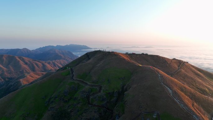 日出 日落 云海 草甸 武功山