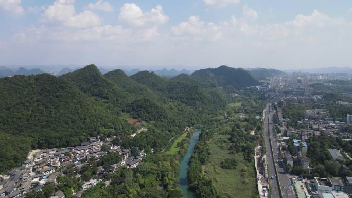 贵阳花溪十里河滩风景区航拍