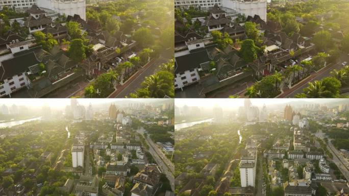 西双版纳逆光唯美航拍勐巴拉纳西4K航拍