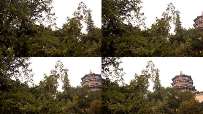 平移：北京颐和园中国风格的塔