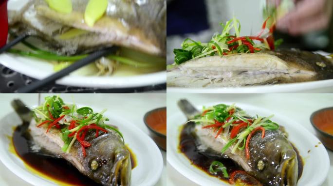 清蒸石斑鱼海鲜美食实拍视频