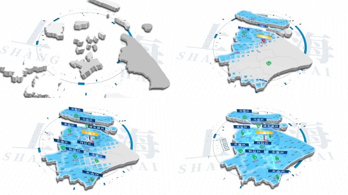 4K上海地图区位辐射地理位置
