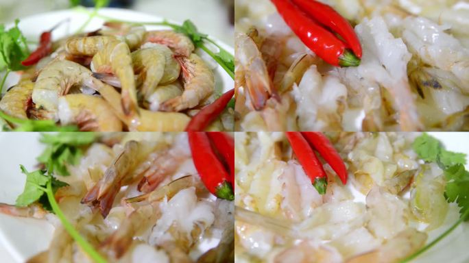 海虾海鲜美食实拍视频