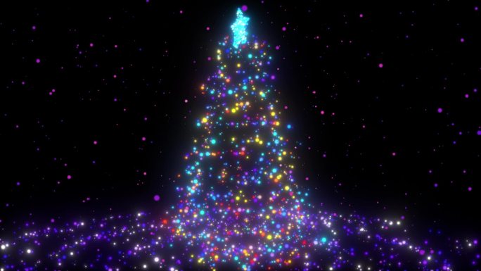 圣诞节彩色粒子圣诞树AE模板