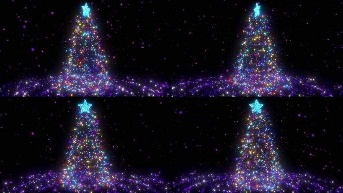 圣诞节彩色粒子圣诞树AE模板