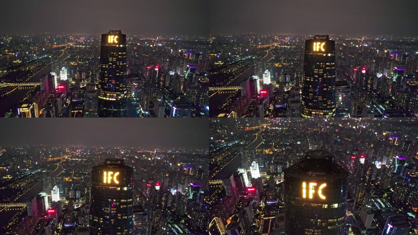 4k广州ifc夜景珠江新城cbd航拍城市