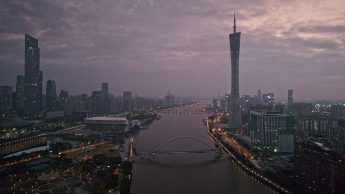 4k广州CBD珠江新城航拍城市