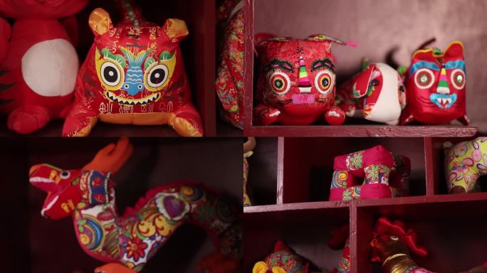 中国春节非遗传统工艺娃娃布偶展示