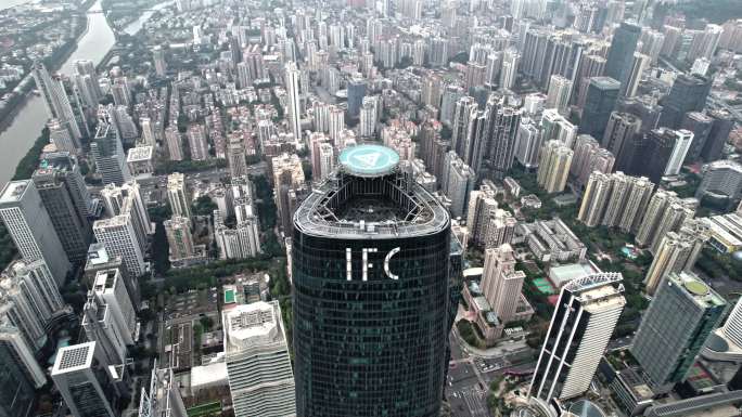 4k广州CBD珠江新城航拍城市