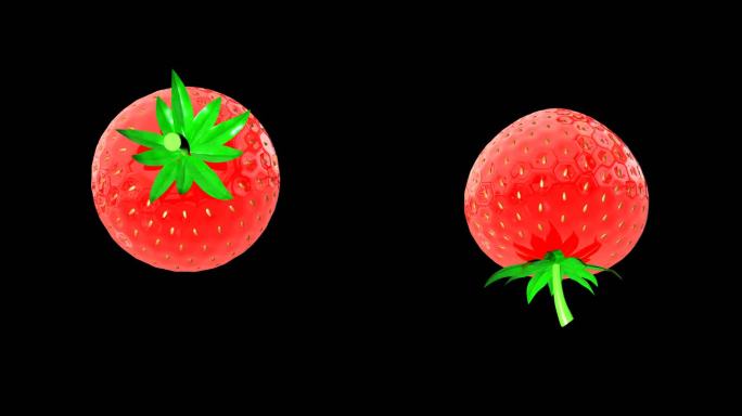 可爱卡通草莓三维模型旋转动画