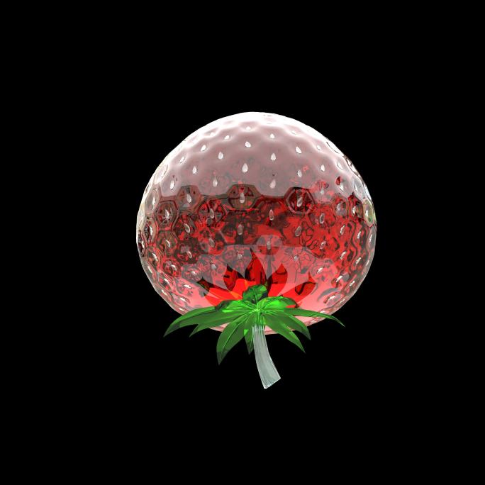 晶莹剔透玻璃材质草莓旋转动画