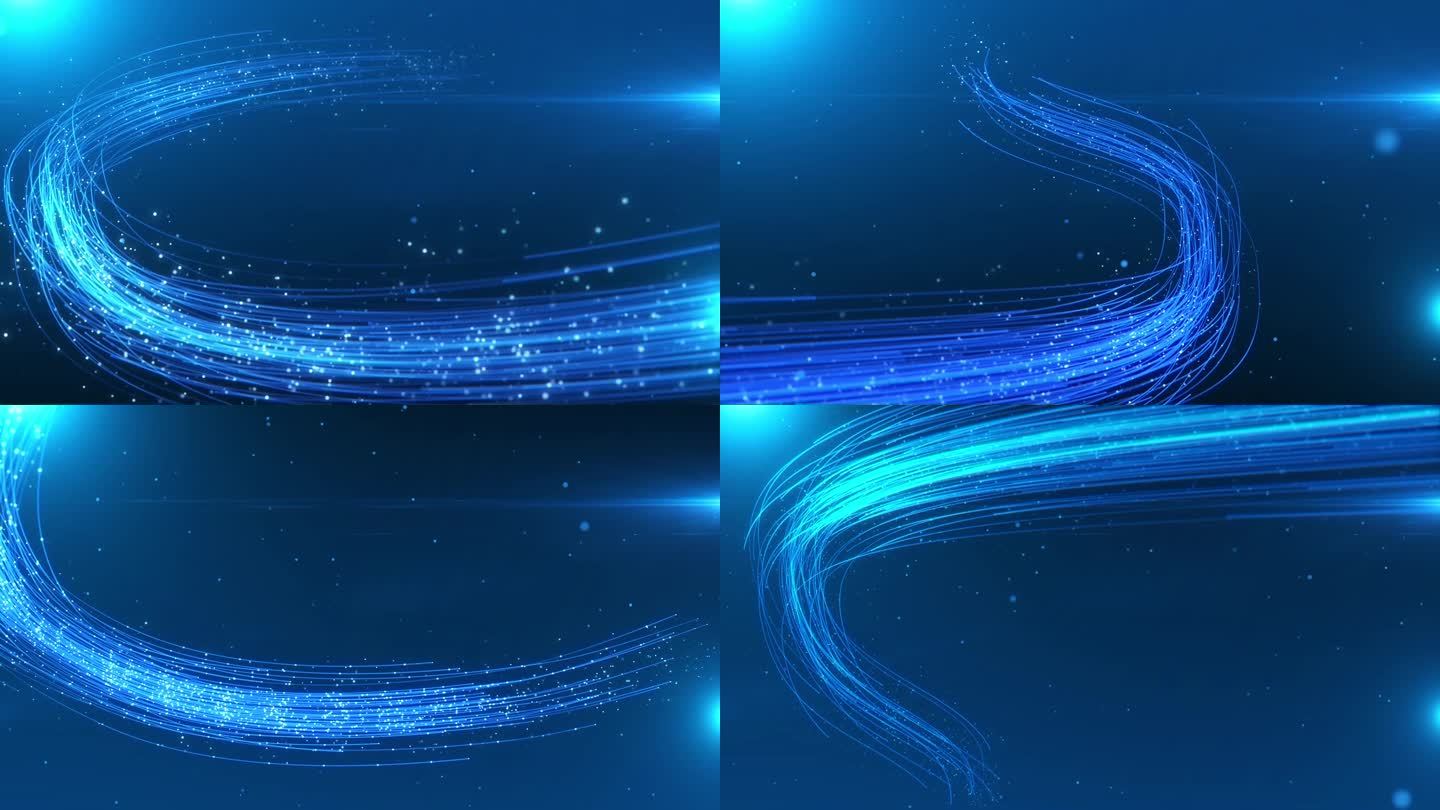 蓝色粒子光线动画梦幻唯美粒子线条AE模板