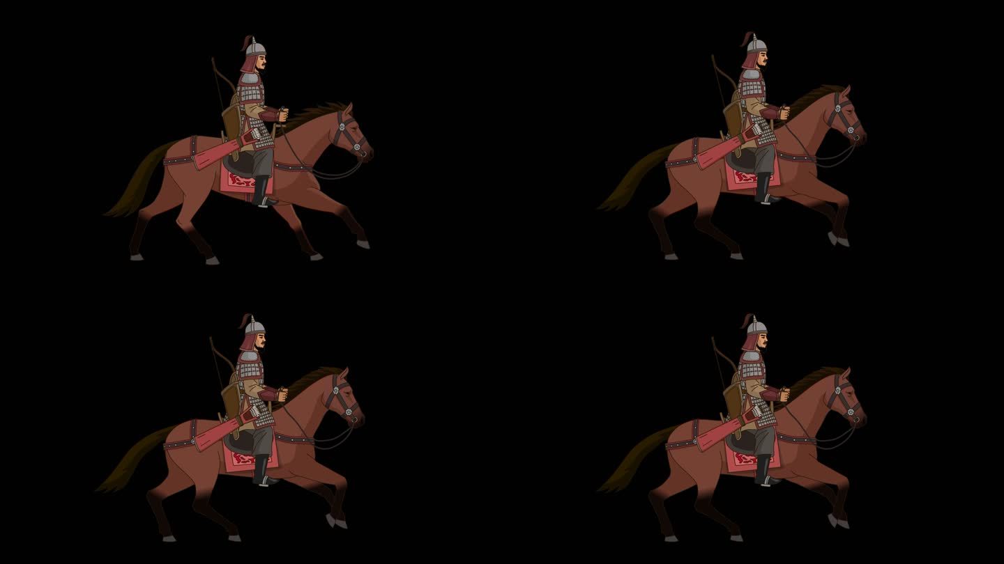 古代士兵骑马奔跑