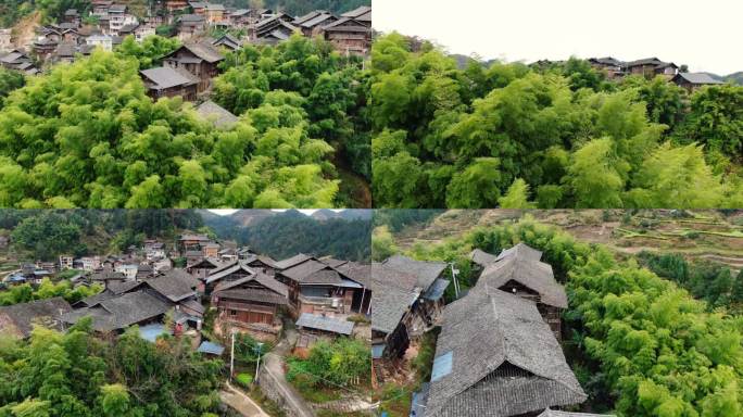4K 航拍贵州大山中的农村村寨风光1