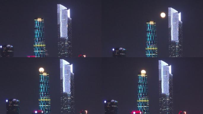 广州珠江新城月亮灯光