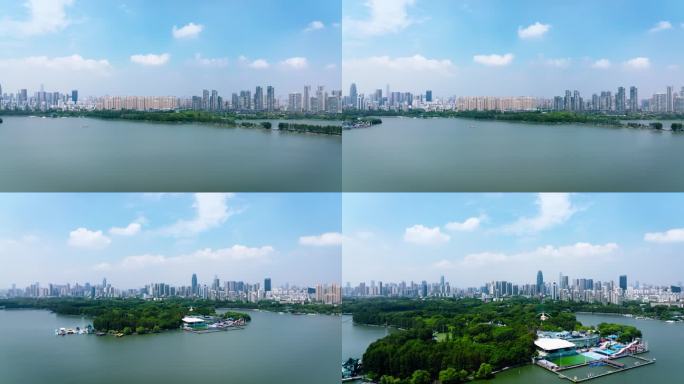 武汉城市航拍空境河流黄鹤楼古建筑设计