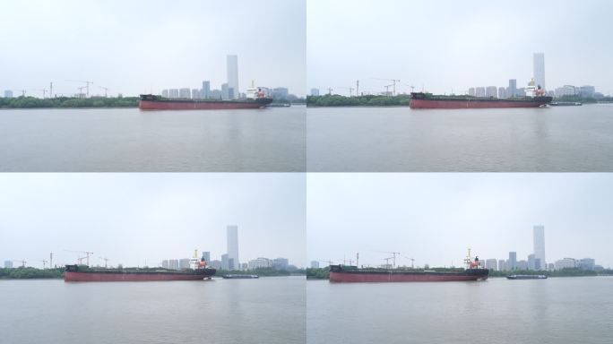 上海徐汇滨江驶过轮船