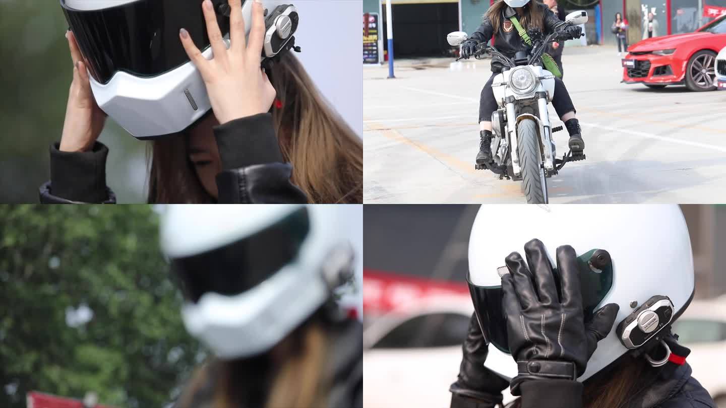 女摩托车 手 赛车手 头盔