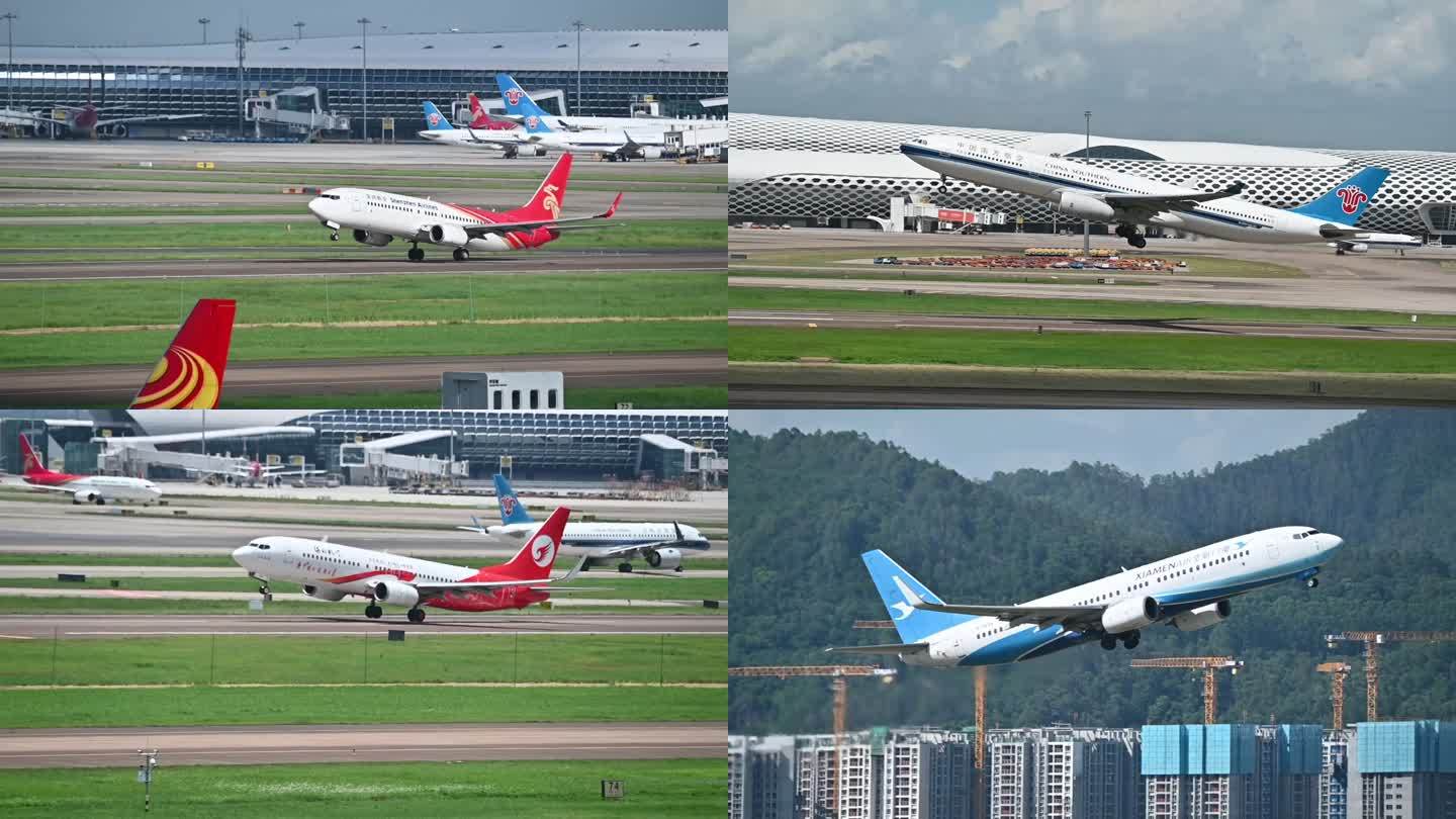 机场航空公司大型客运飞机起飞全过程合集