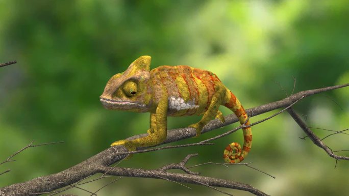 爬行动物 高冠 变色龙 蜥蜴 3D 动物