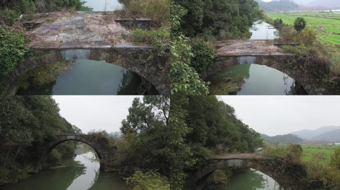 航拍石板砌的老桥