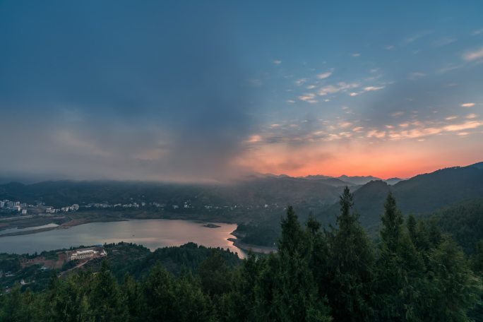 巫山 日落  延时  大昌 云彩