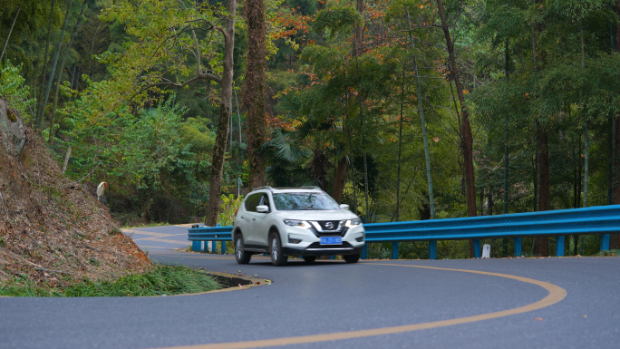 汽车行驶S弯山路