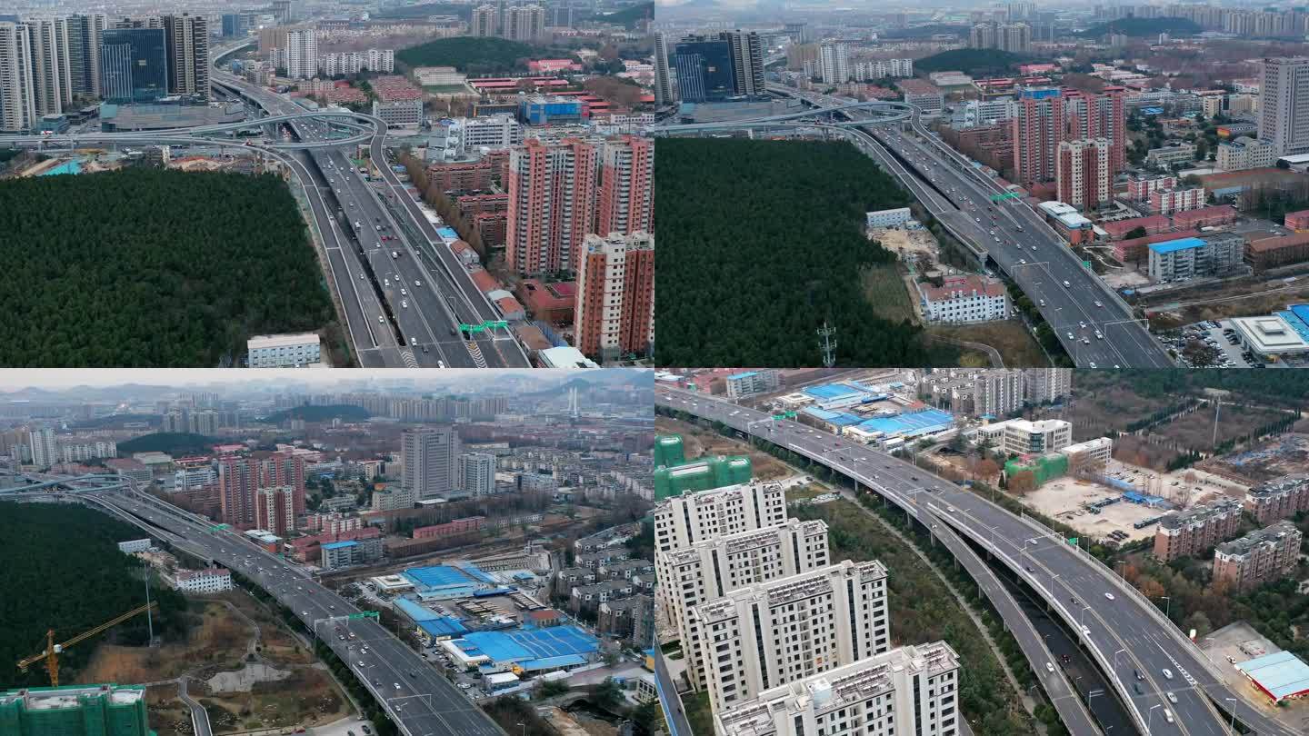 航拍徐州东三环高架路延时摄影