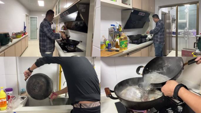 厨房做饭的男人们