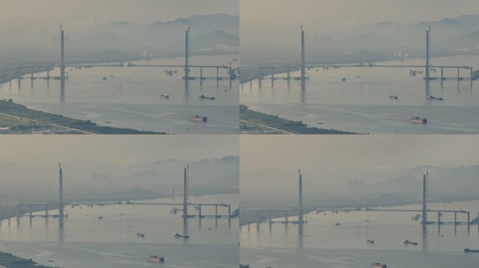4k江门银湖洲大桥大景航拍