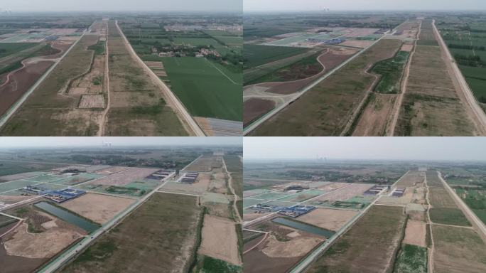 航拍菏泽牡丹机场建设初期面貌
