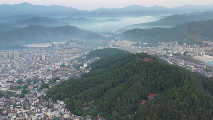 4K原素材-航拍福建省长汀县卧龙山