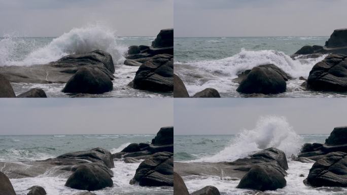 海浪拍岸-慢镜头