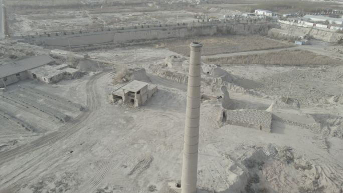 酒泉城市郊区秋天秋季航拍空中建设