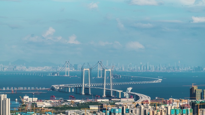 8K深中通道全景延时中国桥梁超级工程