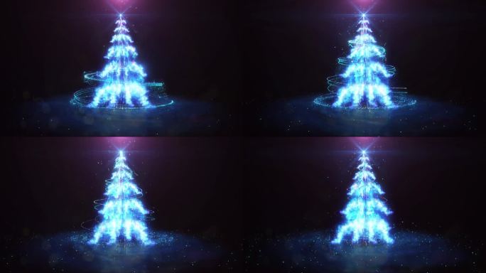 【4K】圣诞树蓝色粒子环绕