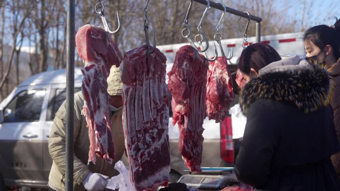 猪肉 肉铺 疫情放开市民买肉