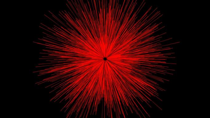 红色粒子光线发射放射形状动画