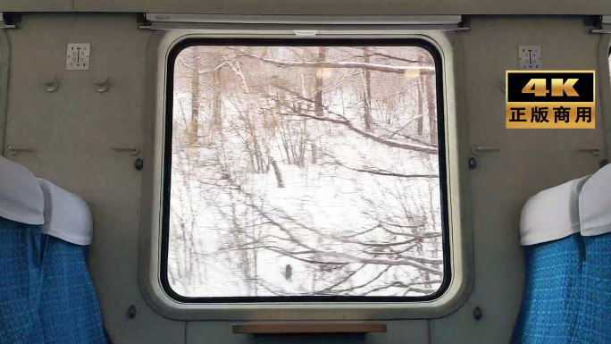 火车窗外雪景 冬季旅行