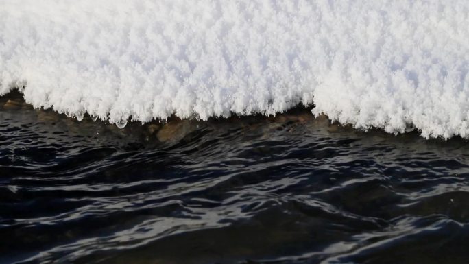 冰雪融化流水白雪