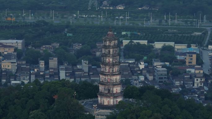 4k江门凌云塔古塔日出大景航拍