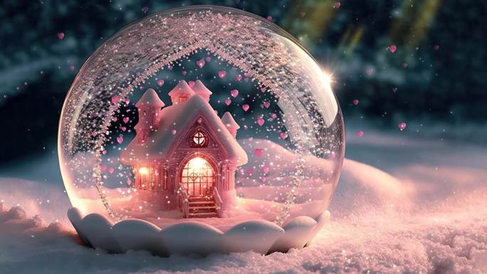 4k圣诞水晶粉色小屋